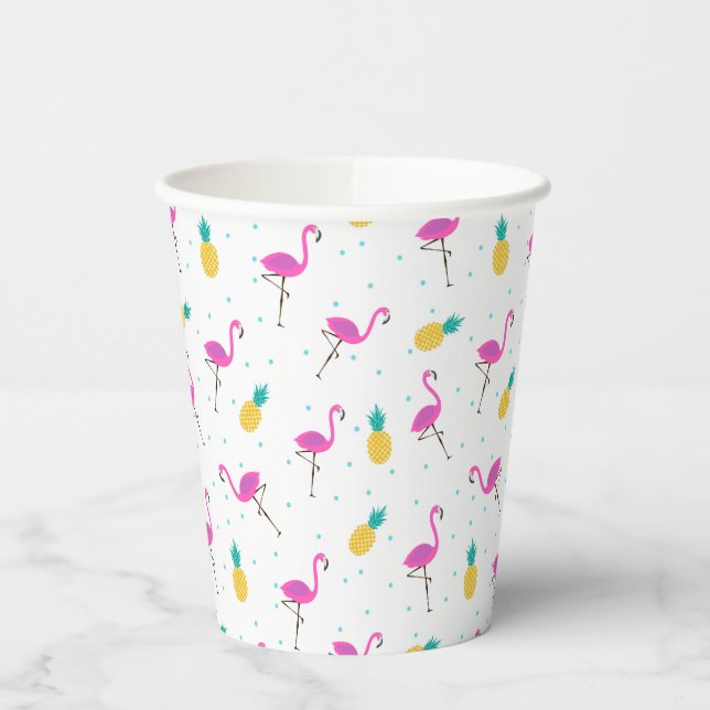 Neon Flamingos Paper Cups (Left)