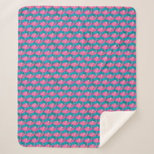 Neon Flamingos Sherpa Blanket