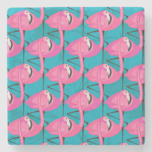 Neon Flamingos Stone Coaster