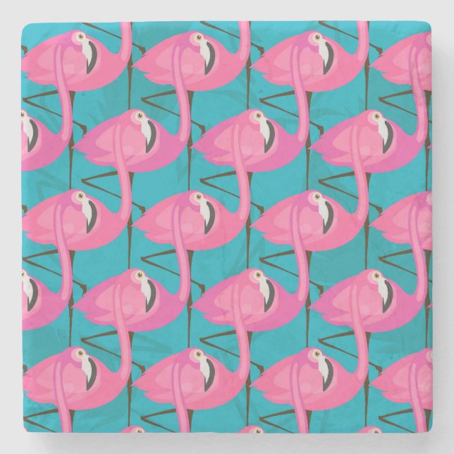 Neon Flamingos Stone Coaster (Front)