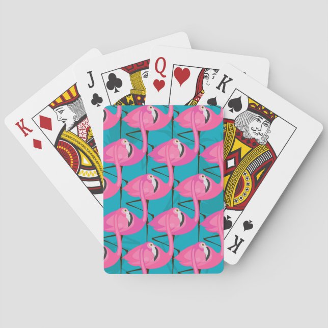 Neon Flamingos Two Playing Cards (Back)