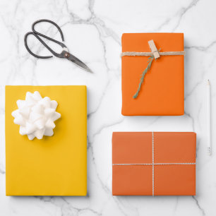 Neon Flash Carrot Orange Shades 3 Tones Wrapping Paper Sheet