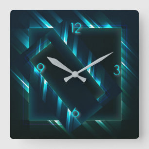 Neon flash supernova modern square wall clock