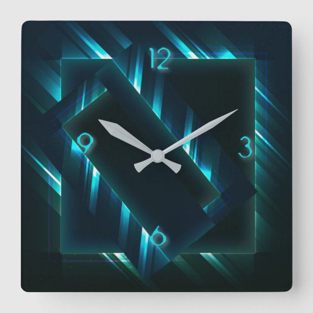 Neon flash supernova modern square wall clock (Front)