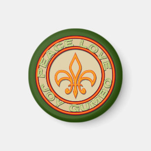 Neon Fleur de Lis Peace Love Gumbo Magnet
