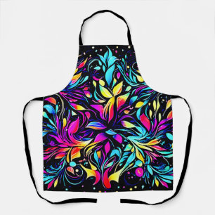 Neon Floral Burst Art Apron