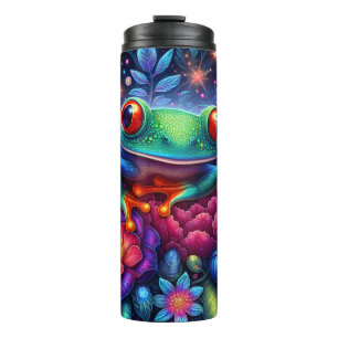 Neon Floral Frog Botanical Thermal Tumbler