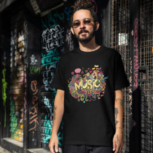 Neon Floral Music Note Shirt - Colourful Sublimati