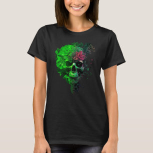 Neon Floral Skull Gothic Sugar Skull T-Shirt