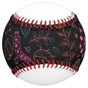 Neon Floral Softball   Colorful Boho Sports Gift 