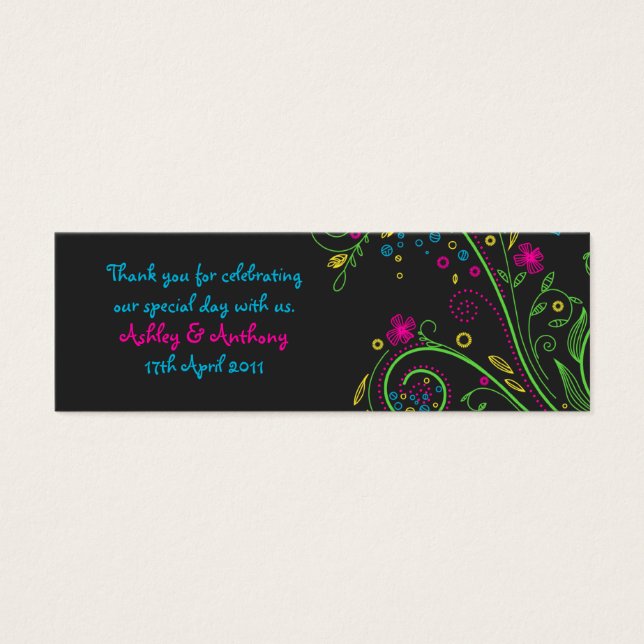Neon Floral Wedding Favour Tags (Front)