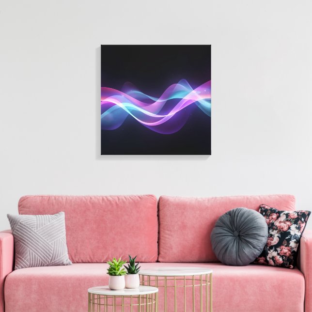 Neon Flow – Futuristic Abstract Wave Art Canvas Print (Insitu(LivingRoom))