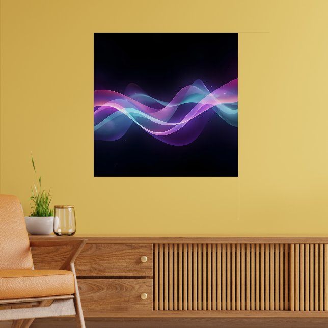 Neon Flow – Futuristic Abstract Wave Art Poster (Living Room 2)