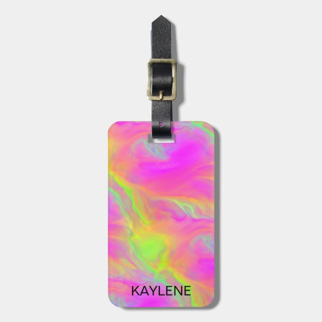 Neon Flow Personalised Luggage Tag (Front Vertical)