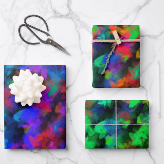 Neon Flower Petals Wrapping Paper Sheet