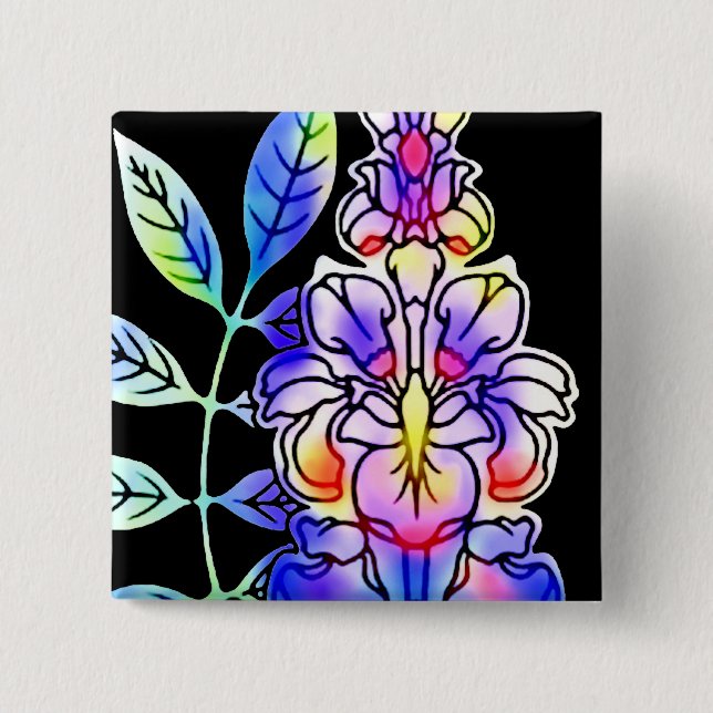 Neon Flowers 15 Cm Square Badge (Front)