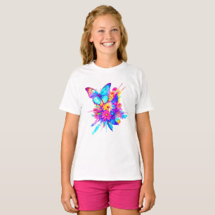 Neon flowers and butterfly T-Shirt