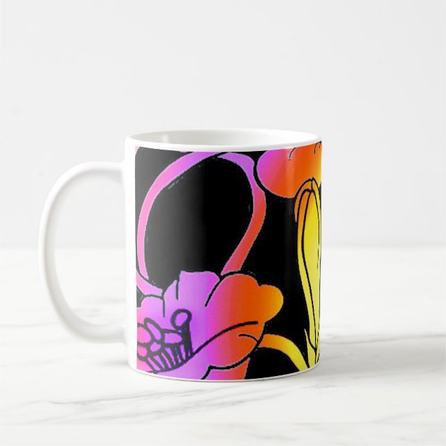 Neon Flowers Coffee Mug (Left)