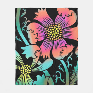 Neon Flowers Fleece Blanket