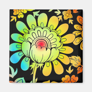 Neon Flowers Magnet