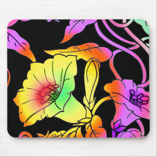 Neon Flowers Mouse Mat