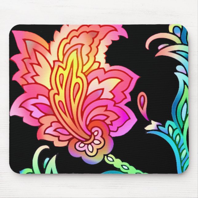 Neon Flowers Mouse Mat (Front)