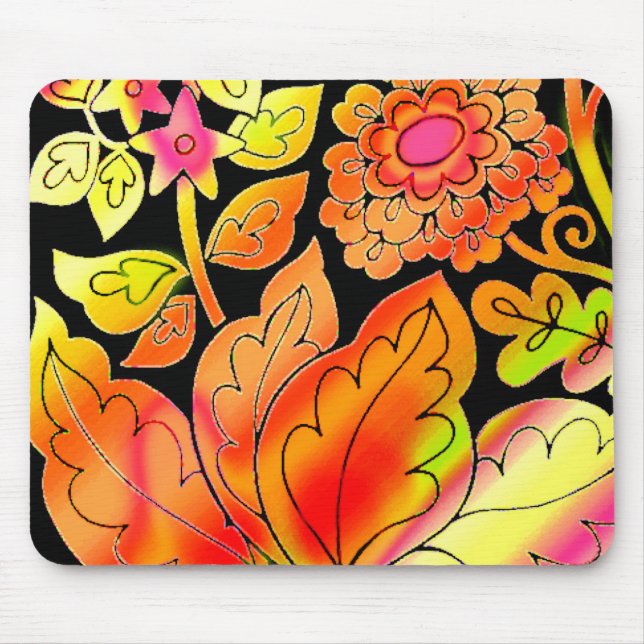 Neon Flowers Mouse Mat (Front)
