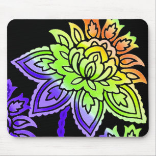 Neon Flowers Mouse Mat
