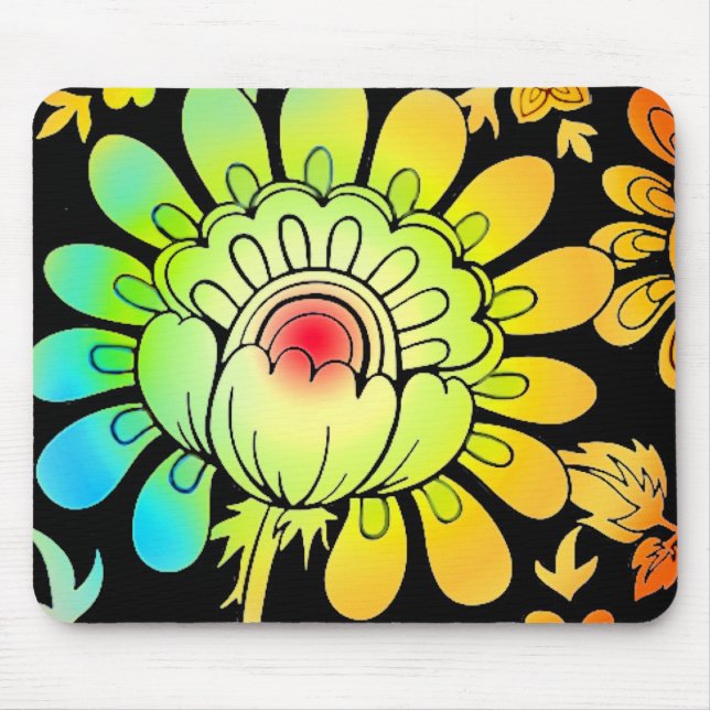 Neon Flowers Mouse Mat (Front)