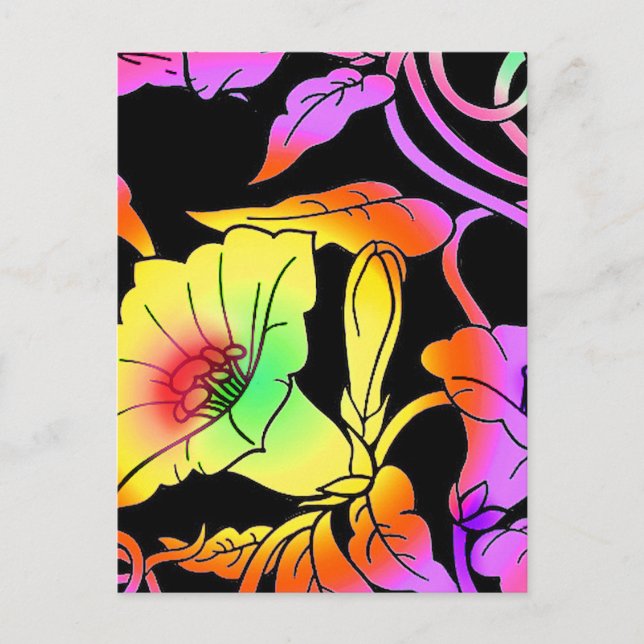 Neon Flowers Postcard (Front)