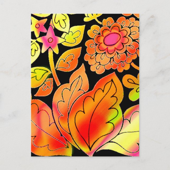 Neon Flowers Postcard (Front)