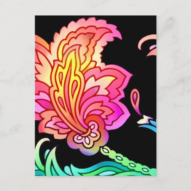 Neon Flowers Postcard (Front)