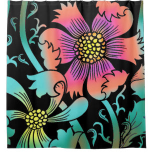 Neon Flowers Shower Curtain