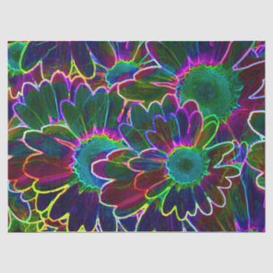 neon flowers tissue paper