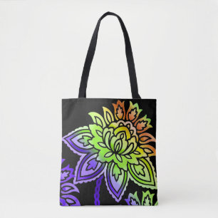 Neon Flowers Tote Bag