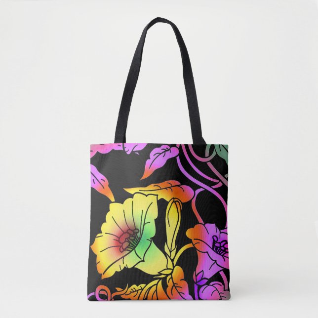 Neon Flowers Tote Bag (Front)