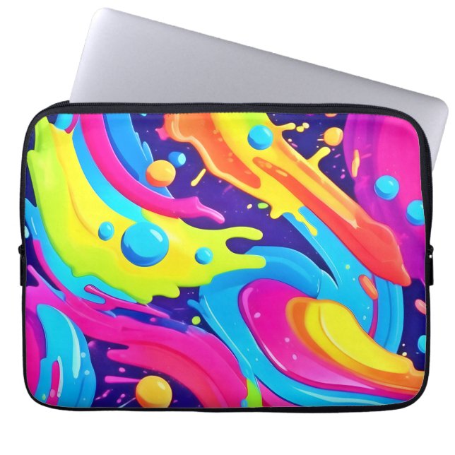 Neon Fluid Art Laptop Sleeve (Front)