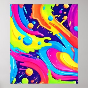 Neon Fluid Art Poster