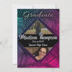Neon Fluorescent Tropical Graduation Invitation