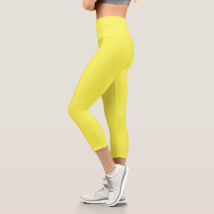 neon Fluorescent yellow lemon bright colour Capri Leggings