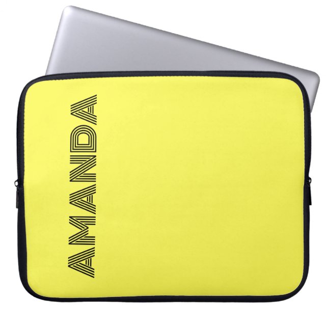 neon Fluorescent yellow lemon bright colour Laptop Sleeve (Front)