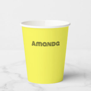 neon Fluorescent yellow lemon bright colour Paper Cups