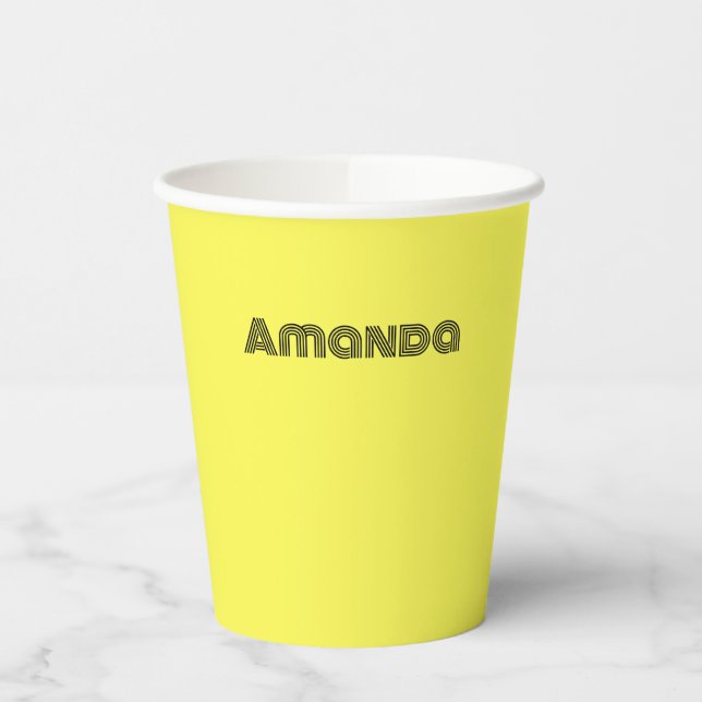 neon Fluorescent yellow lemon bright colour Paper Cups (Left)