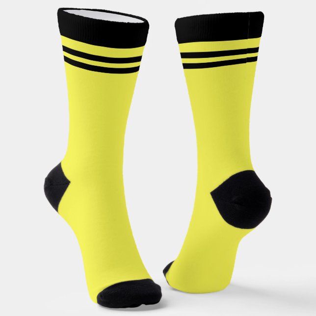 neon Fluorescent yellow lemon bright colour Socks (Angled)