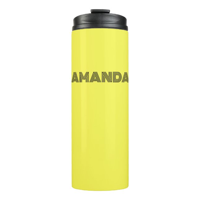 neon Fluorescent yellow lemon bright colour Thermal Tumbler (Front)