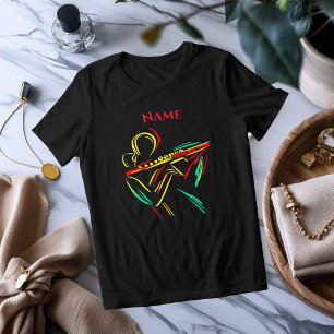 Neon Flute Line Art Vibrant Musical T-Shirt Tri-Blend Shirt