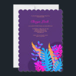Neon Foliage Bat Mitzvah Invitation<br><div class="desc">A stunning botanical invitation with neon foliage against a purple background. (Background vector created by s.salvador - www.freepik.com). The card is easy to customise with your wording, font, font colour, paper shape options and choice of six paper types.Not exactly what you're looking for? All our products can be custom designed...</div>