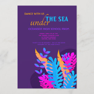 Neon Foliage Prom Invitation