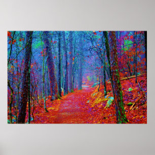 Neon Forest Oil Painting Print Poster
