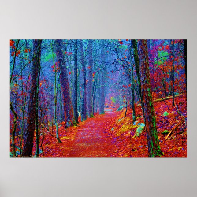 Neon Forest Oil Painting Print Poster (Front)